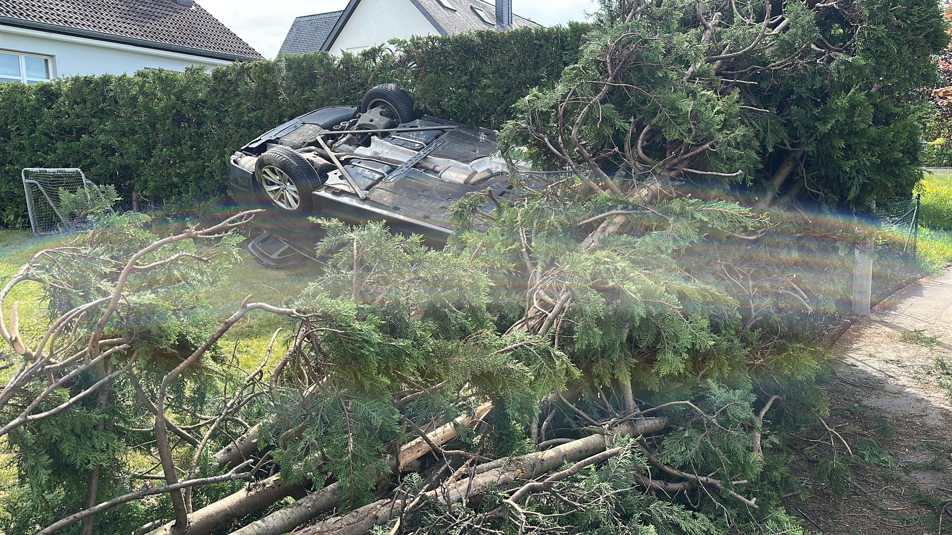 Dahlem accident: Driver hospitalised after car crashes through garden fence Dahlem accident: Driver hospitalised after car crashes through garden fence